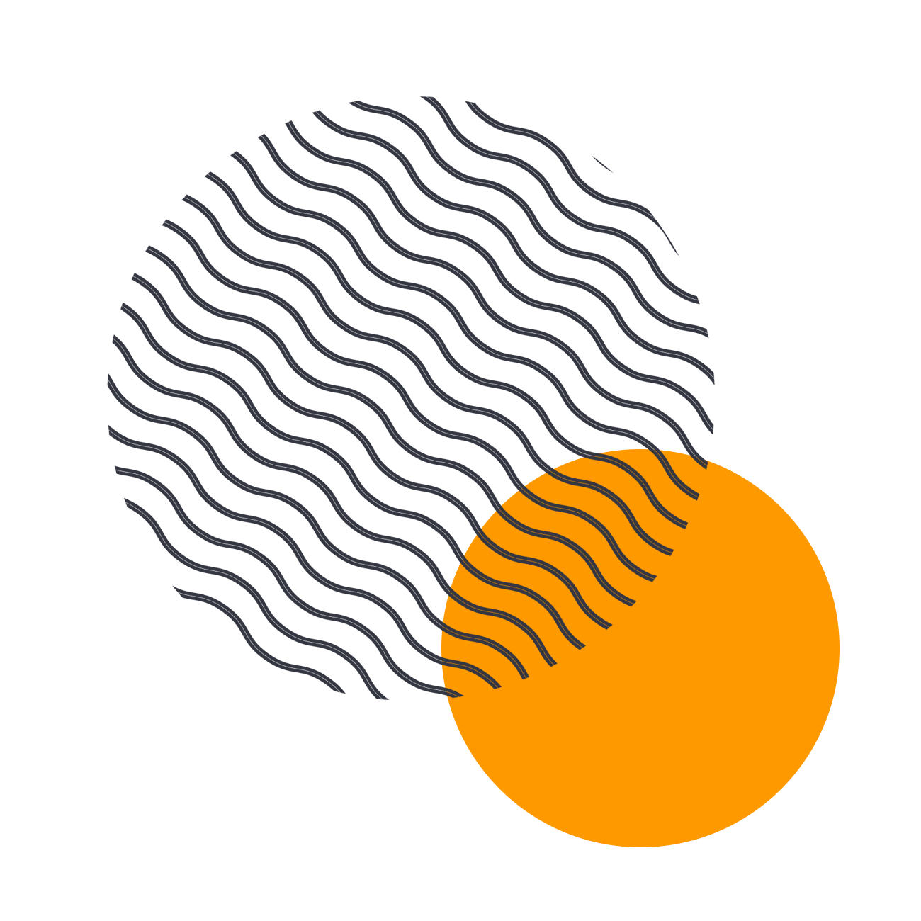 wavy lines and orange dot graphic