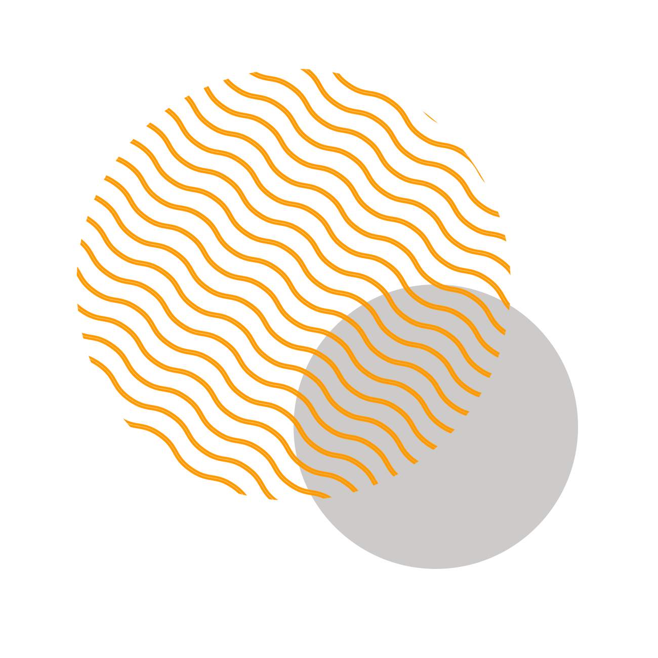 orange wavy lines and grey circle graphic